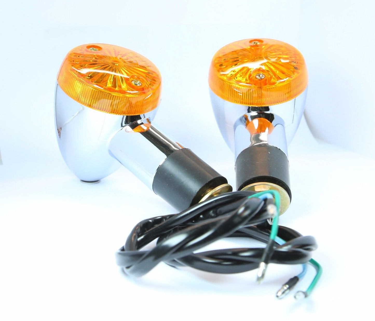 Motorcycle Amber Chrome Bullet Front Rear Turn Signal Blinker Indicator Lights