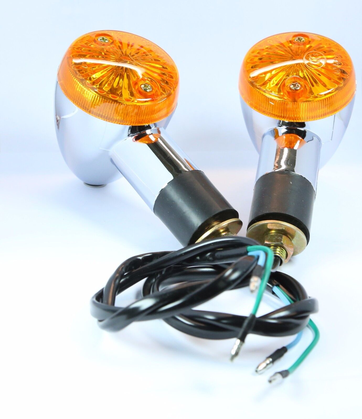 Motorcycle Amber Chrome Bullet Front Rear Turn Signal Blinker Indicator Lights