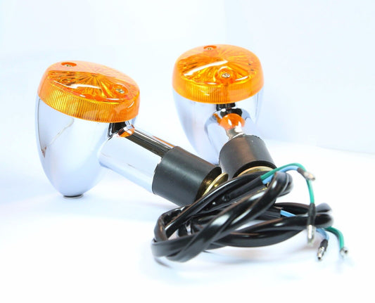 Motorcycle Amber Chrome Bullet Front Rear Turn Signal Blinker Indicator Lights