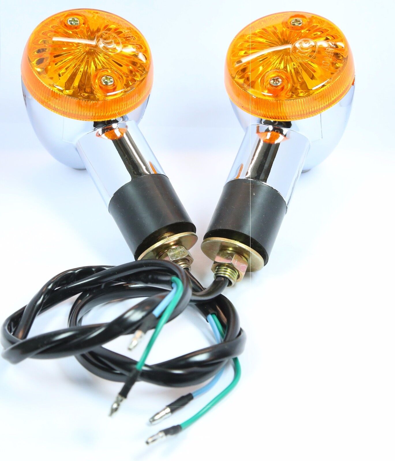 Motorcycle Amber Chrome Bullet Front Rear Turn Signal Blinker Indicator Lights