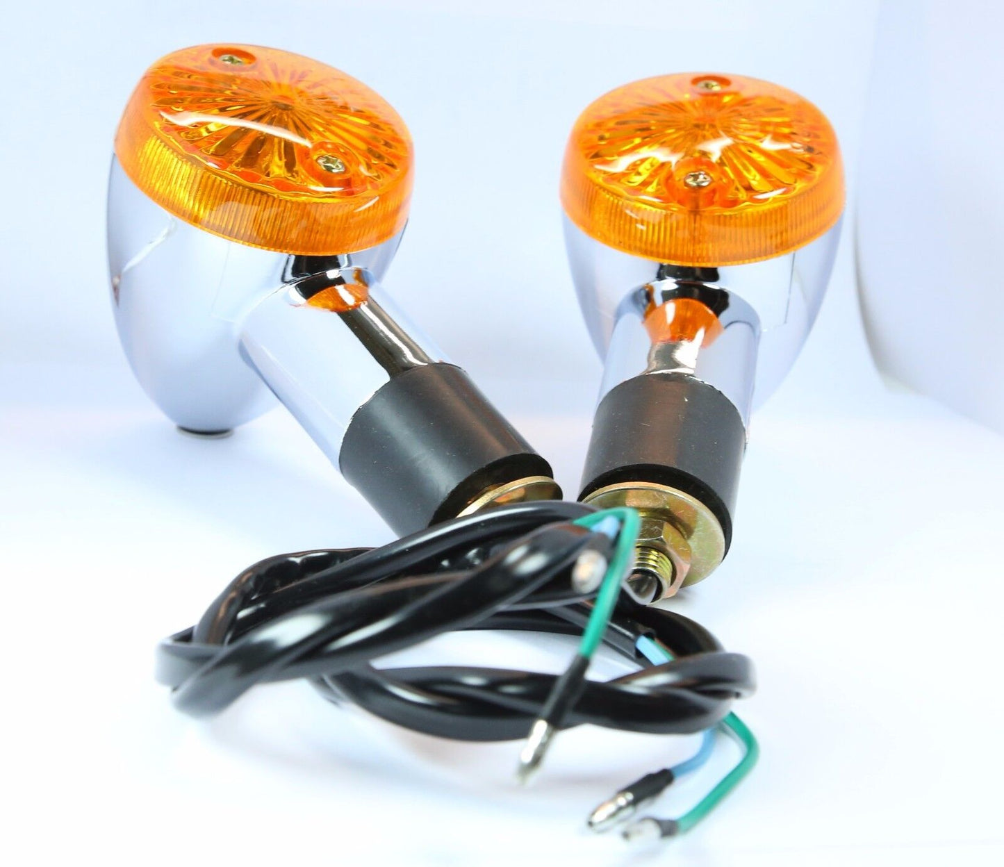 Motorcycle Amber Chrome Bullet Front Rear Turn Signal Blinker Indicator Lights