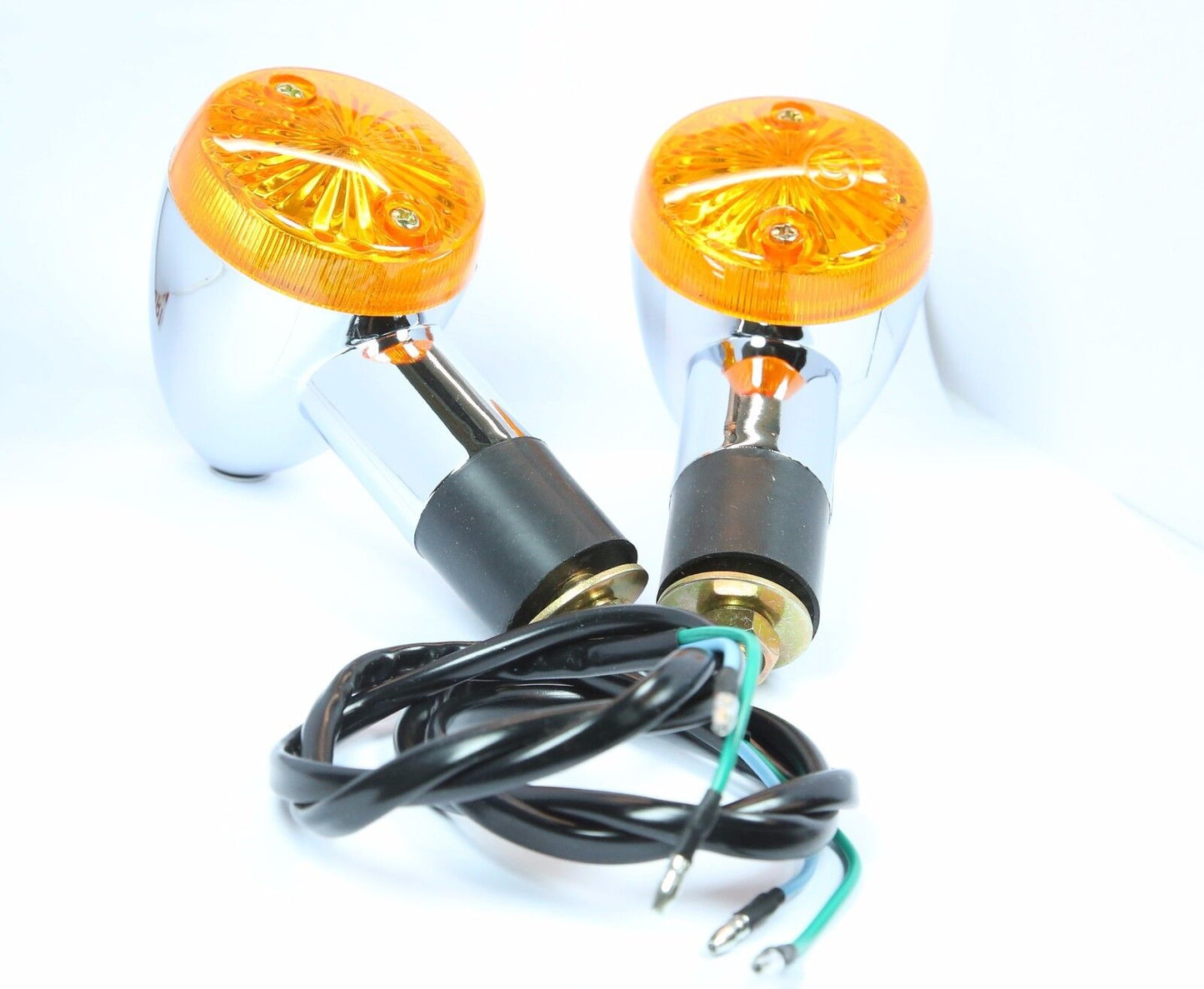 Motorcycle Amber Chrome Bullet Front Rear Turn Signal Blinker Indicator Lights