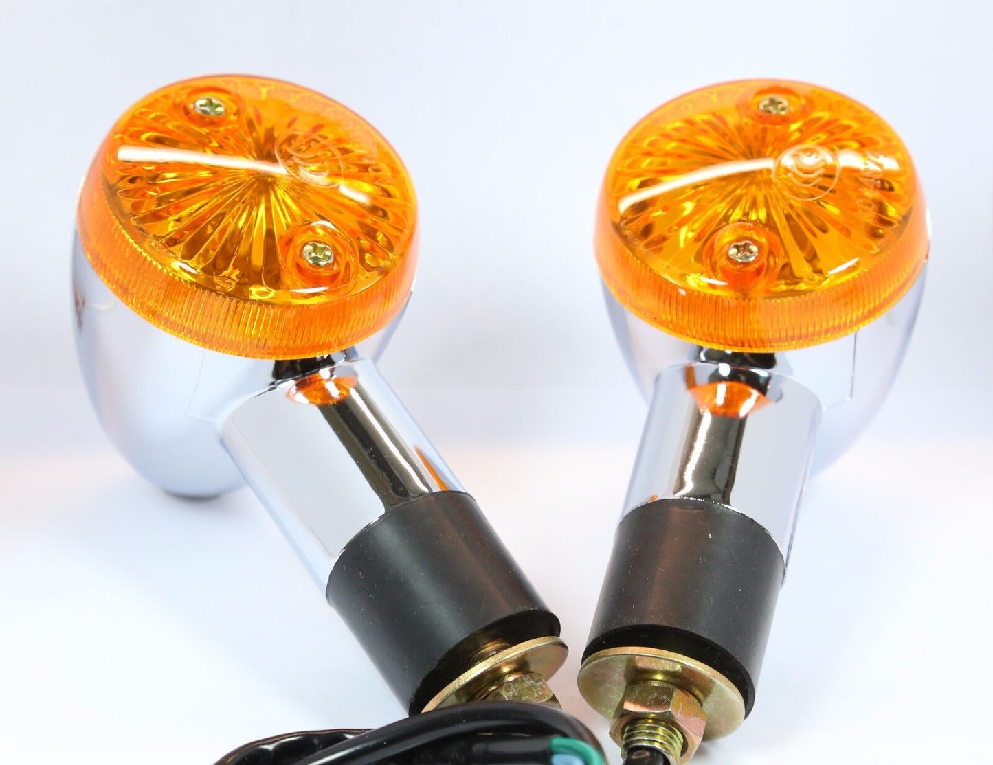 Motorcycle Amber Chrome Bullet Front Rear Turn Signal Blinker Indicator Lights