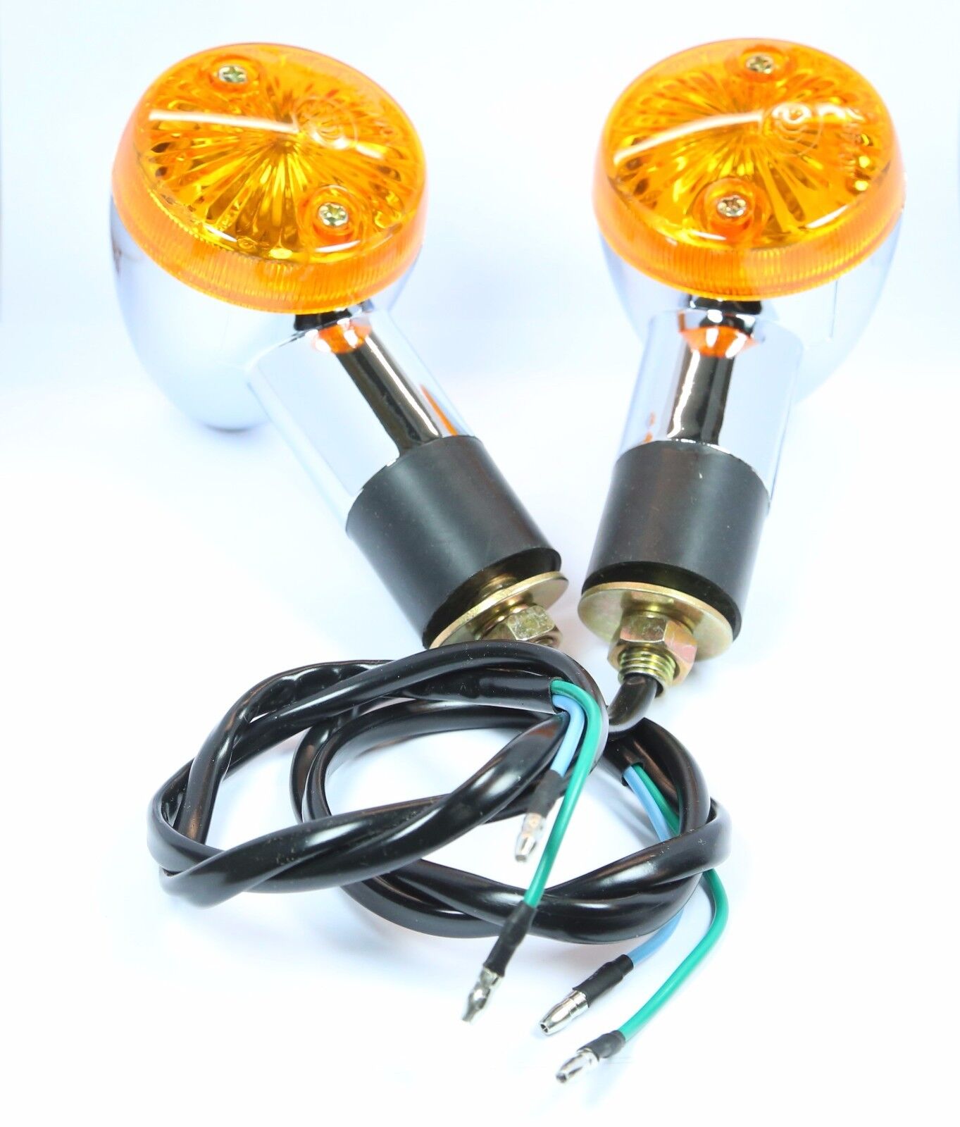 Motorcycle Amber Chrome Bullet Front Rear Turn Signal Blinker Indicator Lights