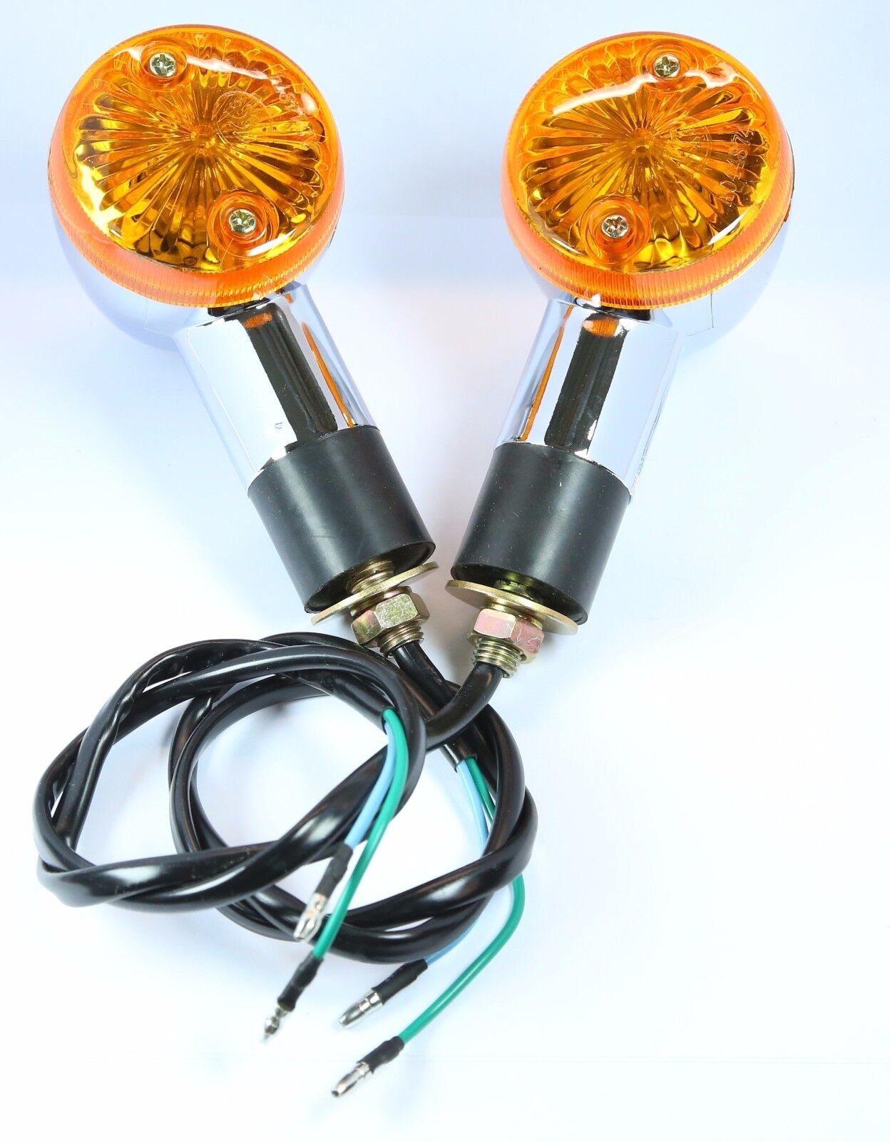 Motorcycle Amber Chrome Bullet Front Rear Turn Signal Blinker Indicator Lights